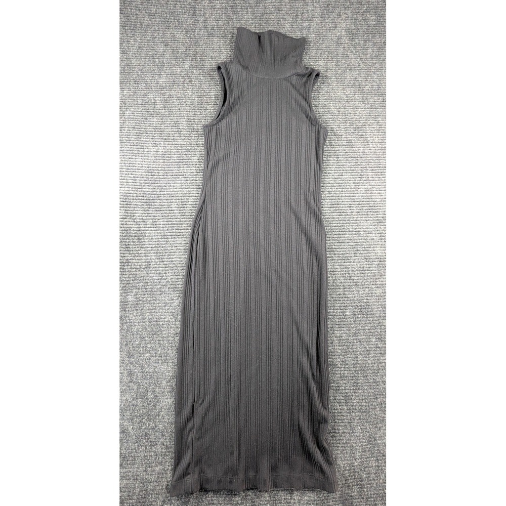 Nine West Bodycon Dress Womens XS Gray Stretch Ribbed Sleeveless Turtleneck